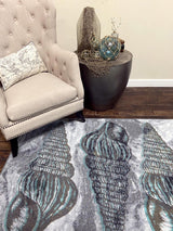 American Dakota Sally Sold Gray and Aqua Rug - 0466GNA234