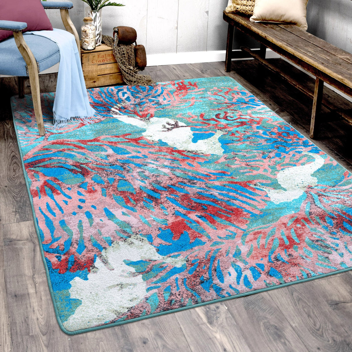 American Dakota Sea Horse Aqua Rug - 0343AQU234