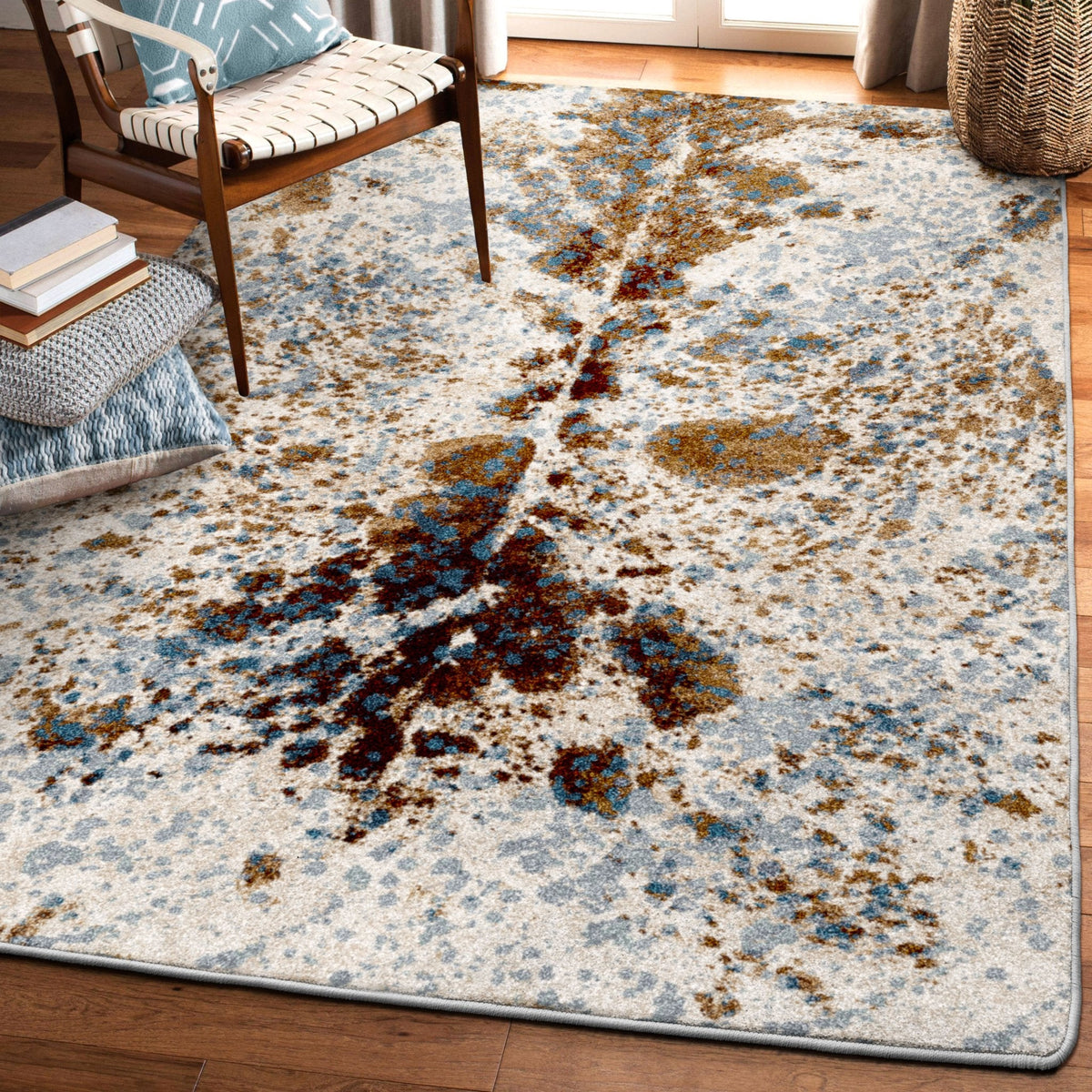 American Dakota Splatter Cowhide Denim Rug