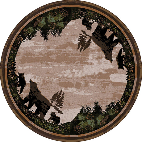 American Dakota Timber Bears Tree Line Rug - 0255TLN234