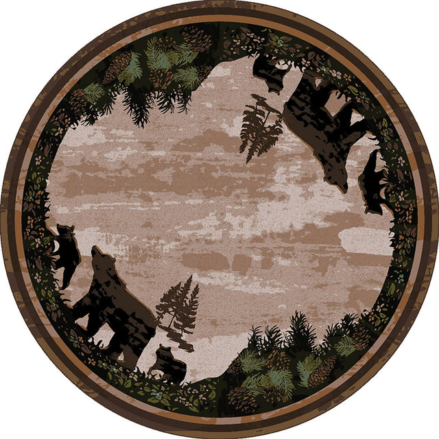 American Dakota Timber Bears Tree Line Rug - 0255TLN234
