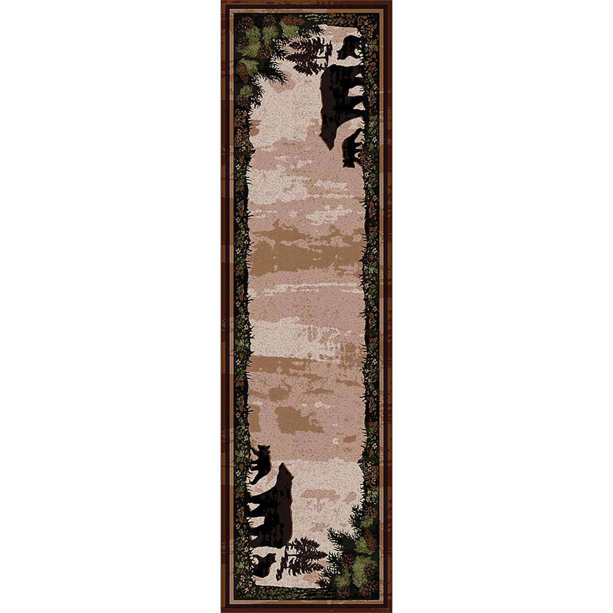 American Dakota Timber Bears Tree Line Rug - 0255TLN234