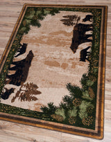 American Dakota Timber Bears Tree Line Rug - 0255TLN234