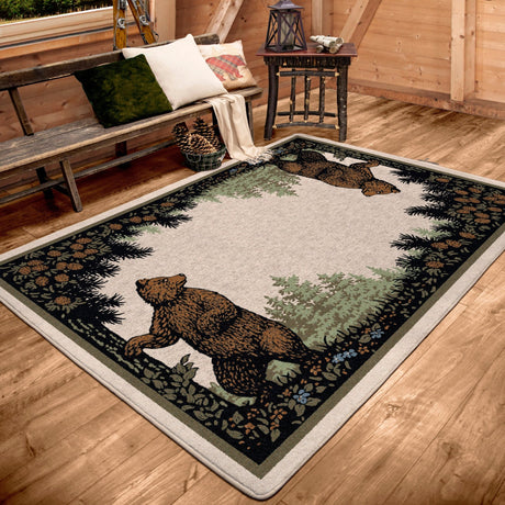 American Dakota Twin Bears Green Rug - 0110GRN234
