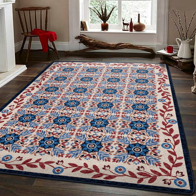 American Dakota United Quilt Antique Red White & Blue Rug - 0723RWB234