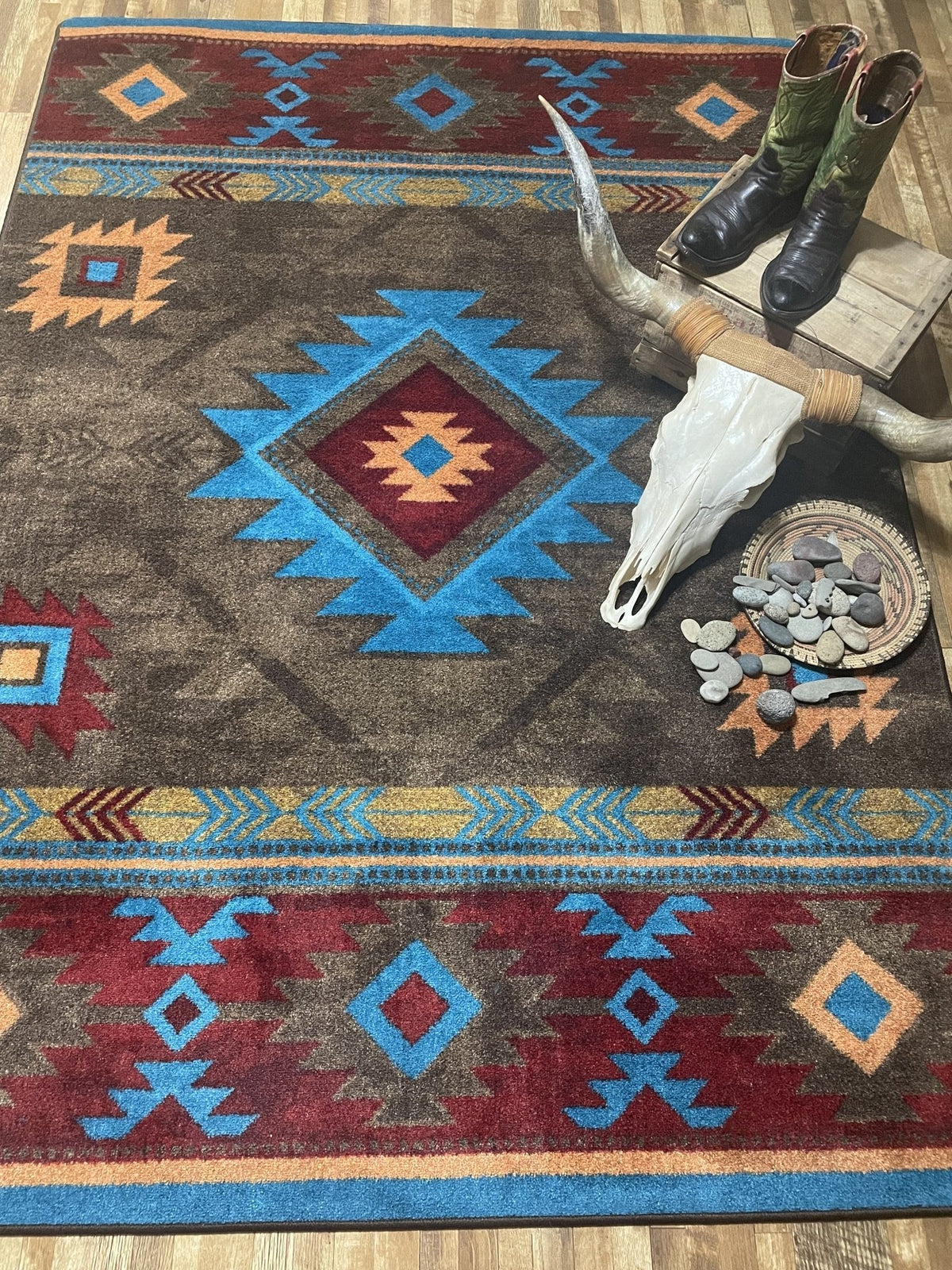 American Dakota Whisky River Turquoise Rug