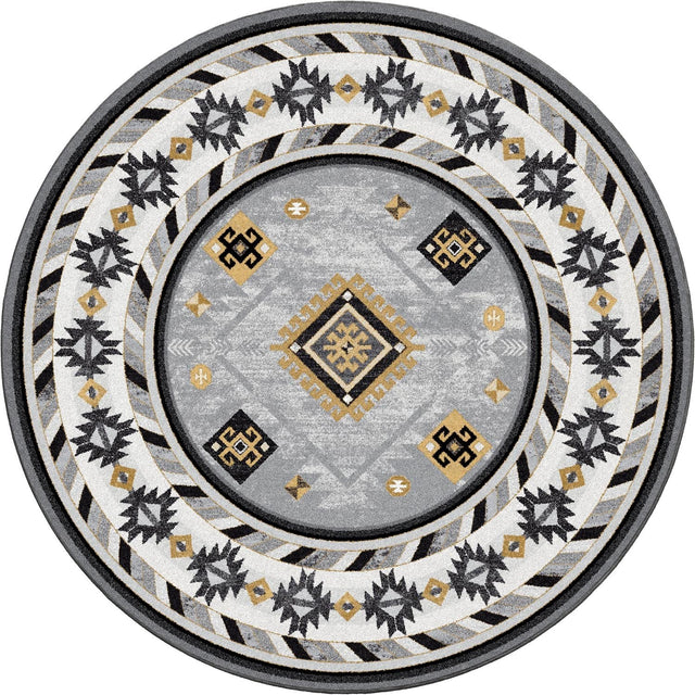 American Dakota Wild Whiskey Grey and Gold Rug