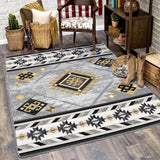 American Dakota Wild Whiskey Grey and Gold Rug