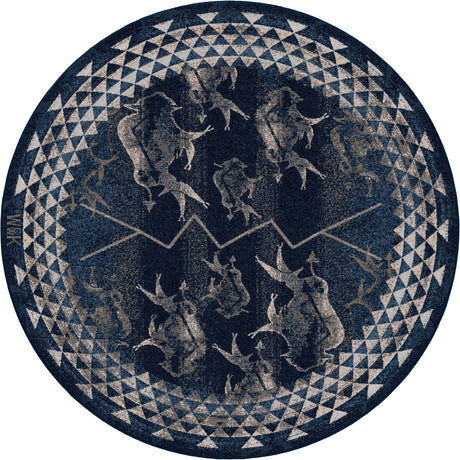 American Dakota Will K Buffalo Rising Midnight Rug - 0786MNT234