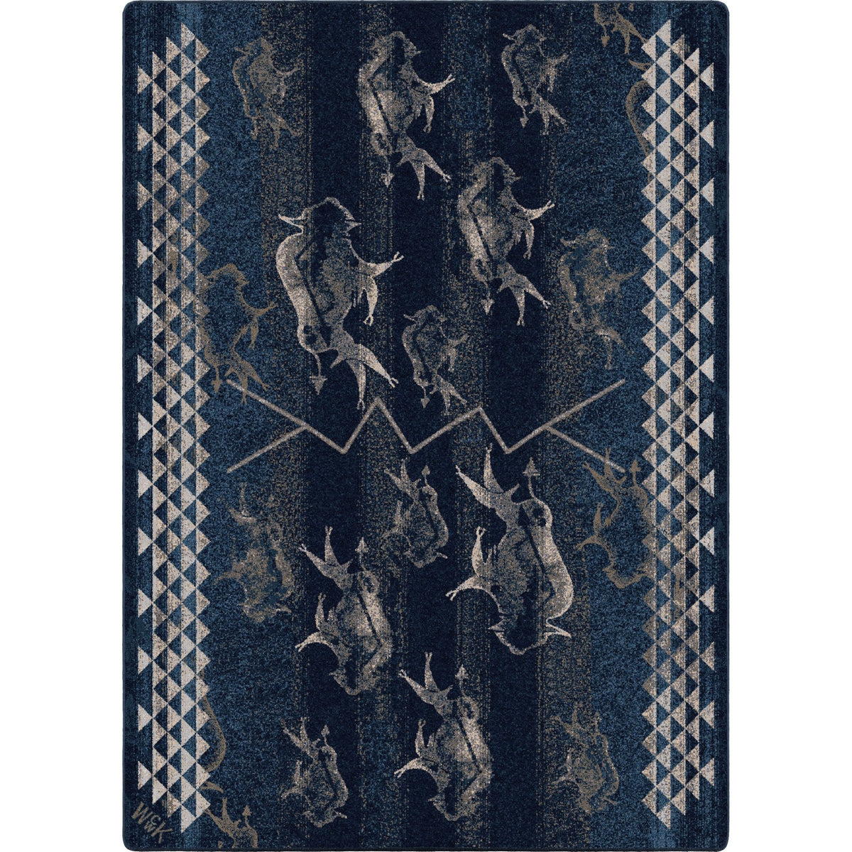 American Dakota Will K Buffalo Rising Midnight Rug - 0786MNT234