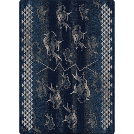 American Dakota Will K Buffalo Rising Midnight Rug - 0786MNT234
