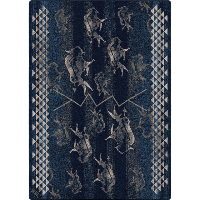 American Dakota Will K Buffalo Rising Midnight Rug - 0786MNT234