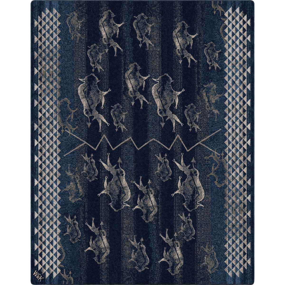 American Dakota Will K Buffalo Rising Midnight Rug - 0786MNT234