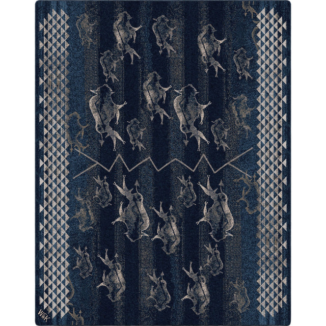 American Dakota Will K Buffalo Rising Midnight Rug - 0786MNT234