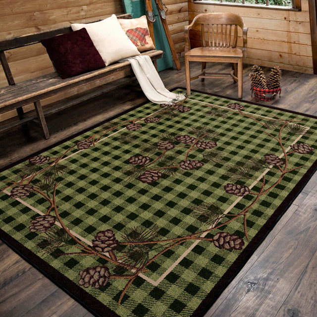 American Dakota Wooded Pines Green Rug - 0180GRN234