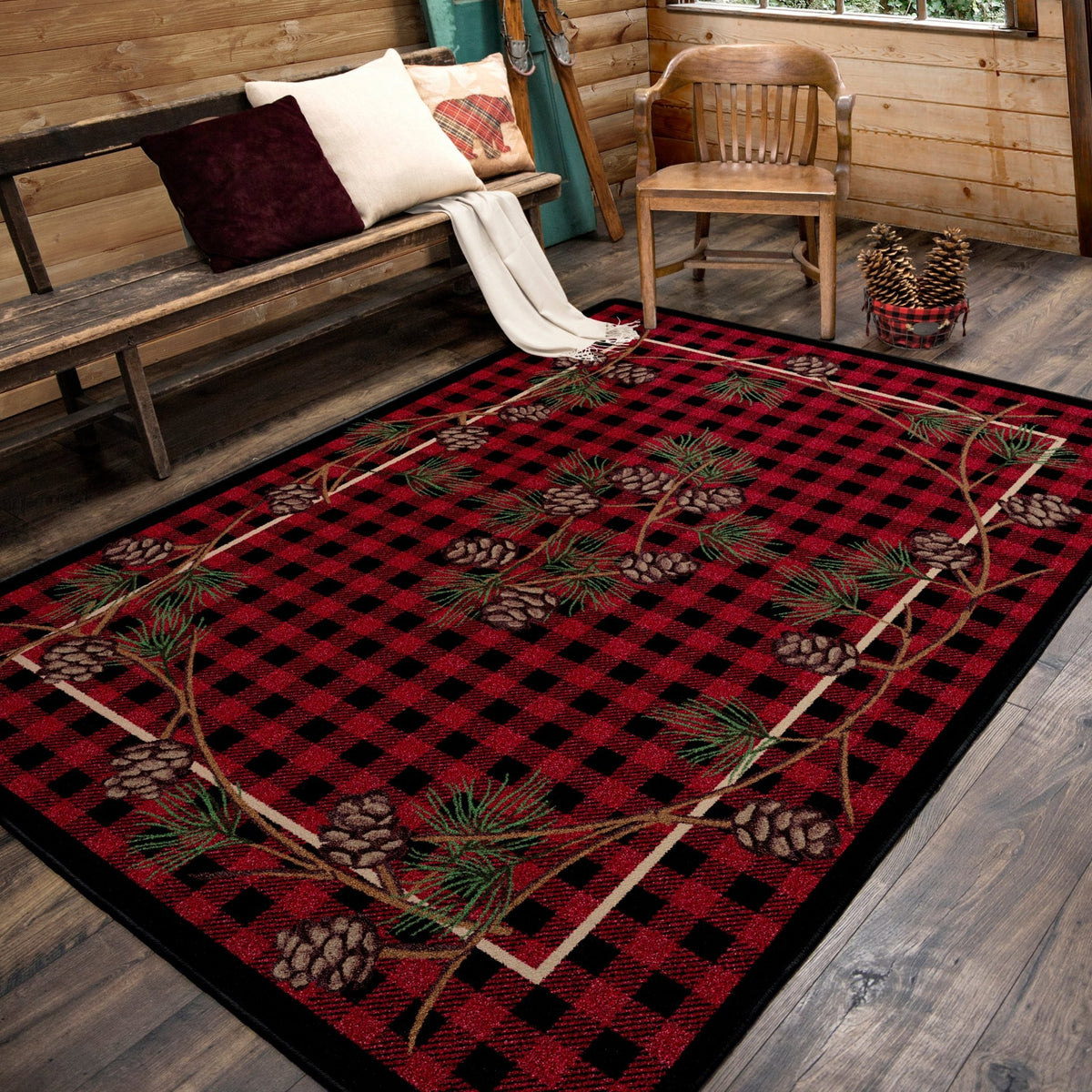 American Dakota Wooded Pines Red Rug - 0180RED234