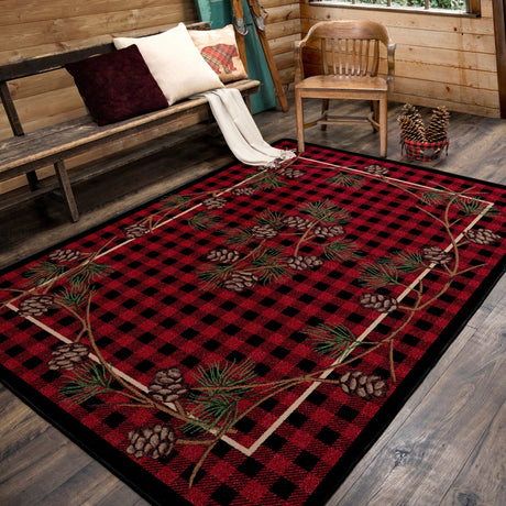 American Dakota Wooded Pines Red Rug - 0180RED234
