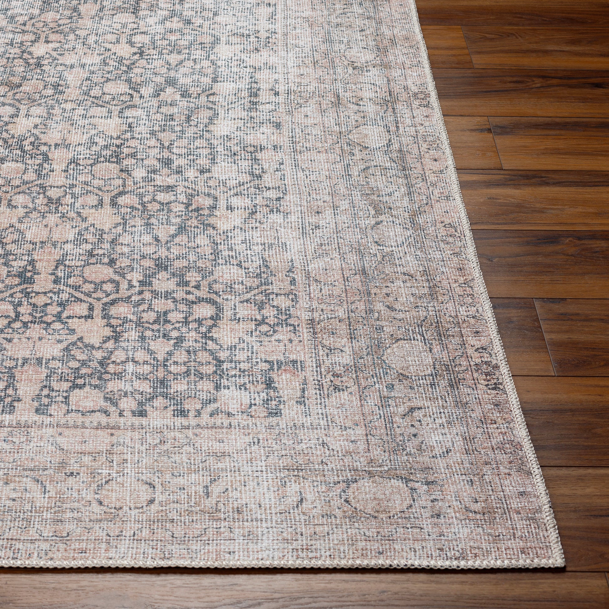 Surya Amelie Aml-2387 Black, Blush, Medium Brown, Dark Brown, Cream, Beige Area Rug