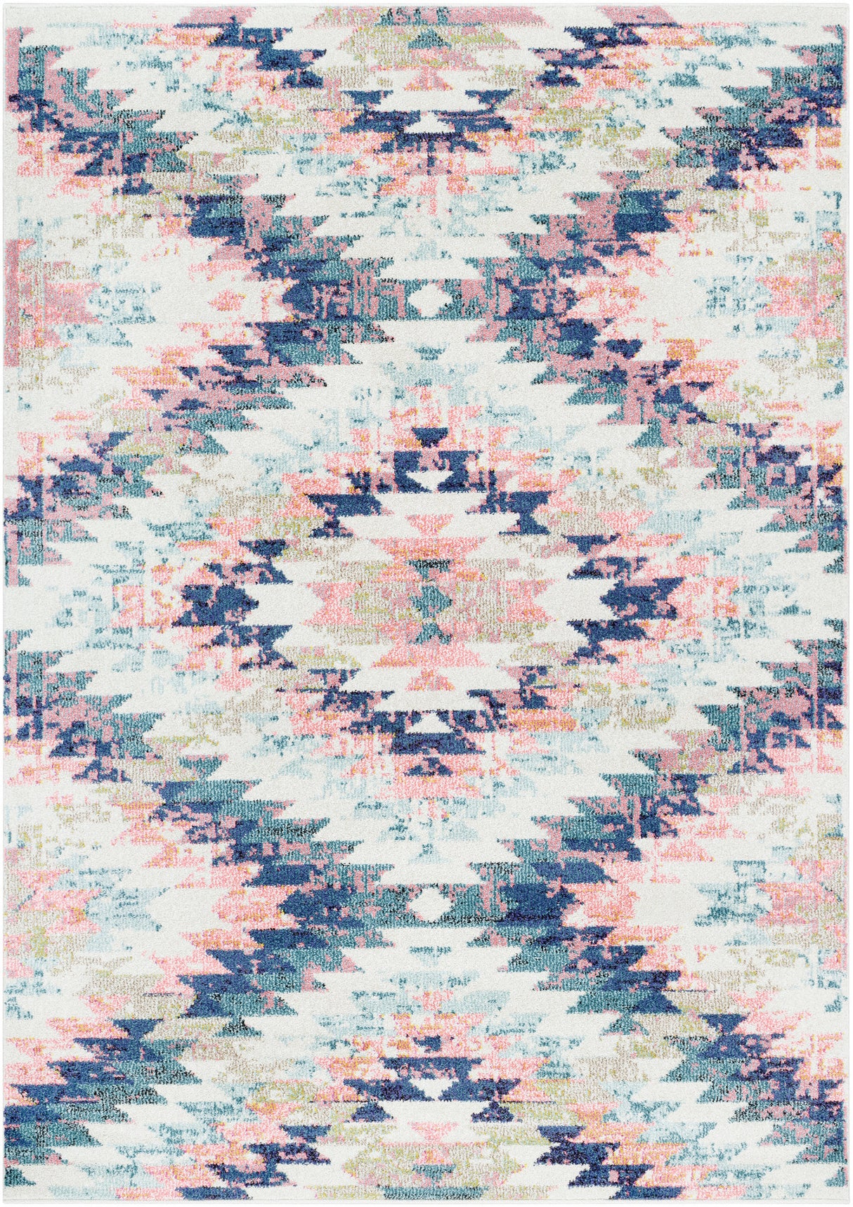 Surya Anika Ani-1027 White, Light Beige, Light Brown, Aqua, Teal, Dark Blue Rug.