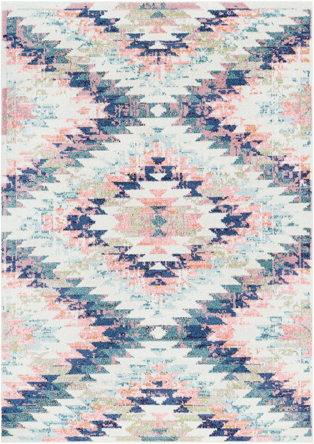 Surya Anika Ani-1027 White, Light Beige, Light Brown, Aqua, Teal, Dark Blue Rug.