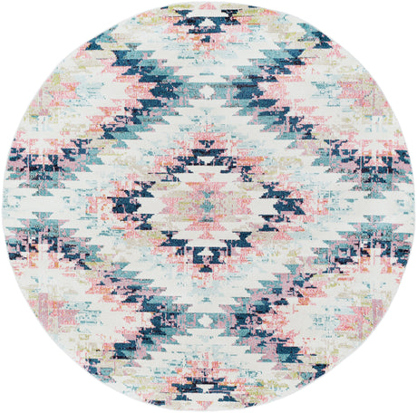 Surya Anika Ani-1027 White, Light Beige, Light Brown, Aqua, Teal, Dark Blue Rug.