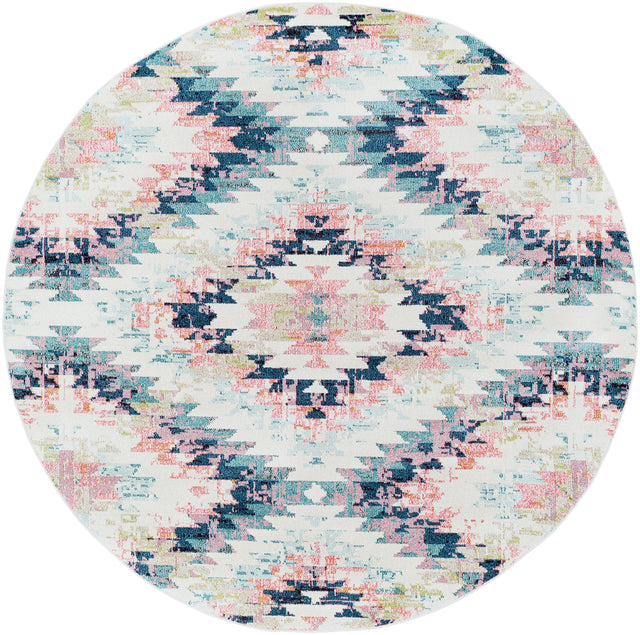 Surya Anika Ani-1027 White, Light Beige, Light Brown, Aqua, Teal, Dark Blue Rug.