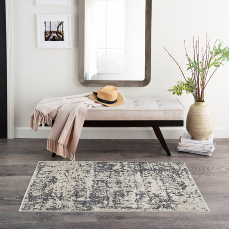 Nourison Quarry QUA17 Machine Made Ivory, Grey Rug