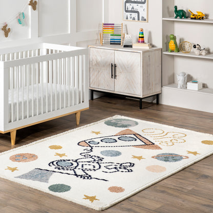 Nuloom Caree Astronaut Kids Kkpl05A Beige Area Rug