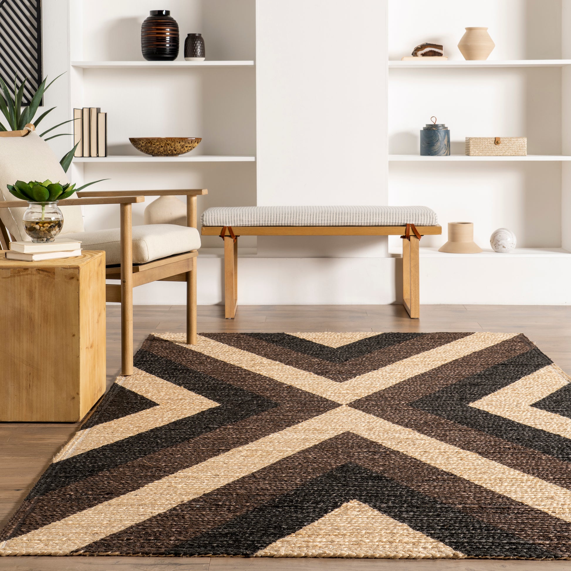 Nuloom Bretta Geometric Braided Svgn06A Black Area Rug