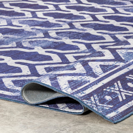 AreaRugs.com Machine Washable Wavaj Nwa1001A Blue Rug - AreaRugs.com - nwa1001a - 610