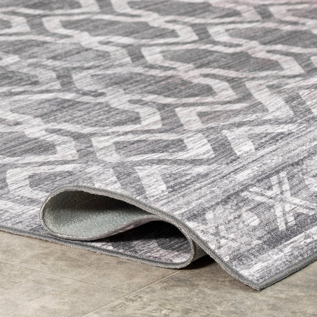 AreaRugs.com Machine Washable Wavaj Nwa1001B Gray Rug - AreaRugs.com - nwa1001b - 610