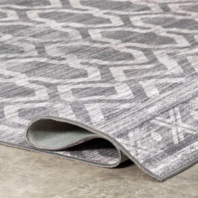 AreaRugs.com Machine Washable Wavaj Nwa1001B Gray Rug.