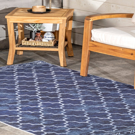 AreaRugs.com Machine Washable Wavaj Nwa1004A Blue Rug - AreaRugs.com - nwa1004a - 610