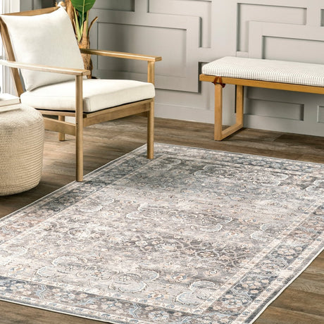 AreaRugs.com Machine Washable Wavaj Nwa1020A Gray Rug - AreaRugs.com - nwa1020a - 1016