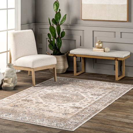 AreaRugs.com Machine Washable Wavaj Nwa1022A Ivory Rug - AreaRugs.com - nwa1022a - 1016