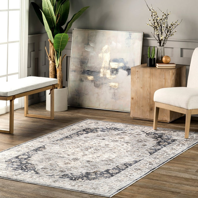 AreaRugs.com Machine Washable Wavaj Nwa1023A Navy Rug.