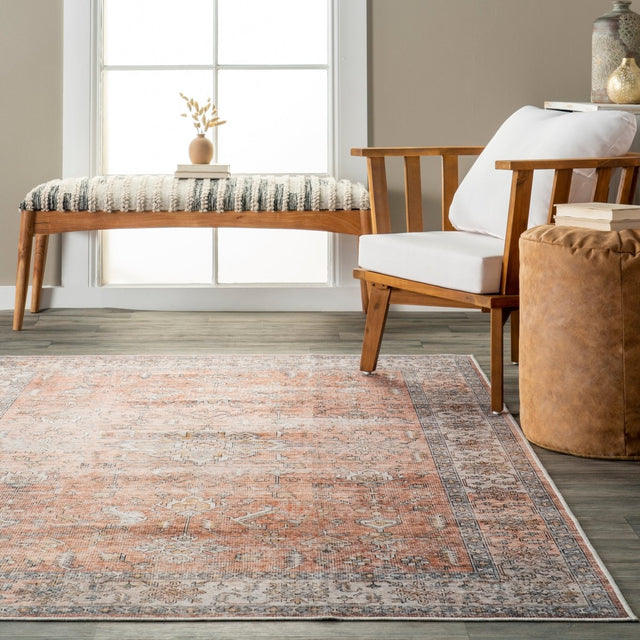 AreaRugs.com Machine Washable Wavaj Nwa1025C Rust Rug.