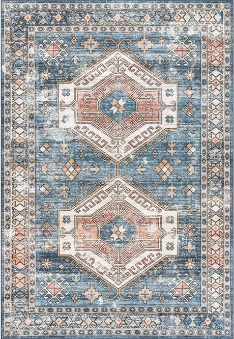 AreaRugs.com Machine Washable Wavaj Nwa1040A Blue Rug - AreaRugs.com - nwa1040a - 812