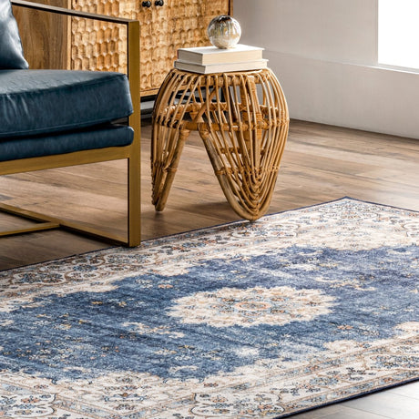 AreaRugs.com Machine Washable Wavaj Nwa1041A Blue Rug - AreaRugs.com - nwa1041a - 812