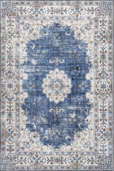 AreaRugs.com Machine Washable Wavaj Nwa1041A Blue Rug - AreaRugs.com - nwa1041a - 812