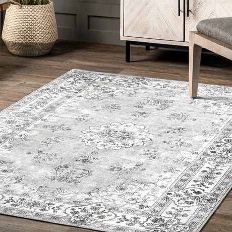 AreaRugs.com Machine Washable Wavaj Nwa1041B Gray Rug - AreaRugs.com - nwa1041b - 812