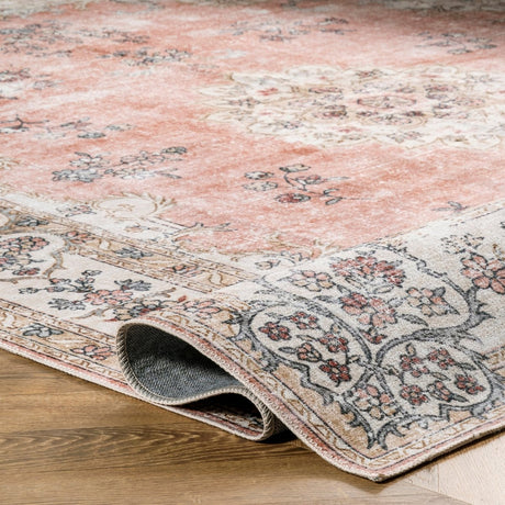 AreaRugs.com Machine Washable Wavaj Nwa1041D Peach Rug.