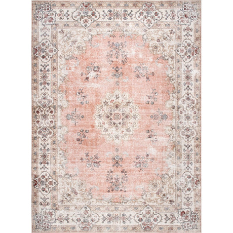 AreaRugs.com Machine Washable Wavaj Nwa1041D Peach Rug.