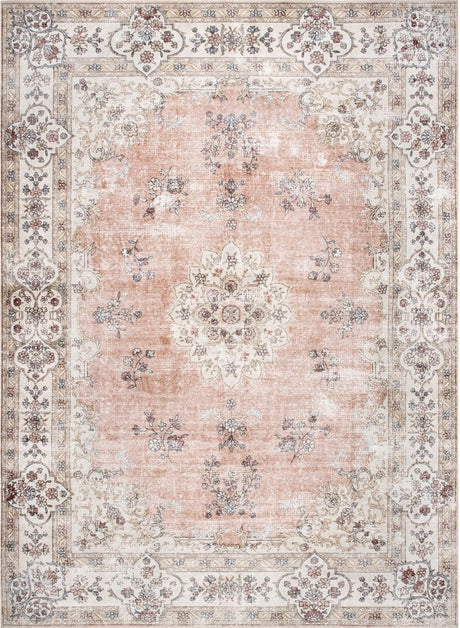 AreaRugs.com Machine Washable Wavaj Nwa1041D Peach Rug.