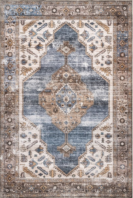 AreaRugs.com Machine Washable Wavaj Nwa1042A Blue Rug - AreaRugs.com - nwa1042a - 812