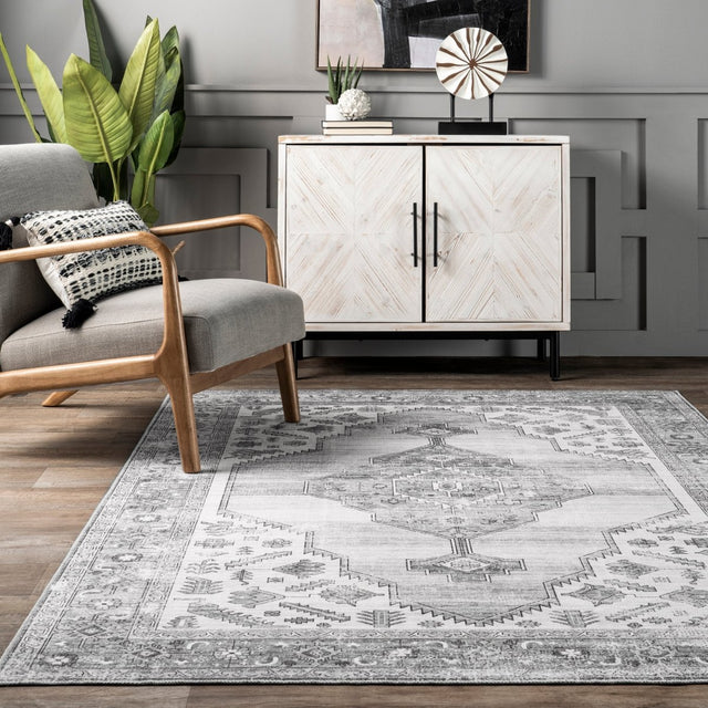 AreaRugs.com Machine Washable Wavaj Nwa1042B Gray Rug.