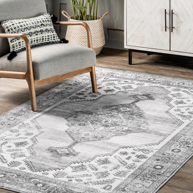 AreaRugs.com Machine Washable Wavaj Nwa1042B Gray Rug.