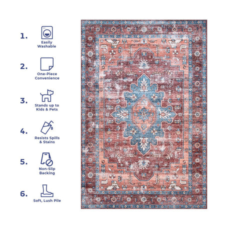 AreaRugs.com Machine Washable Wavaj Nwa1044A Rust Rug.