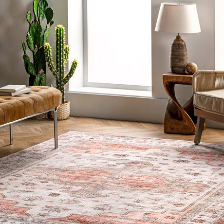 AreaRugs.com Machine Washable Wavaj Nwa1045A Beige Rug.