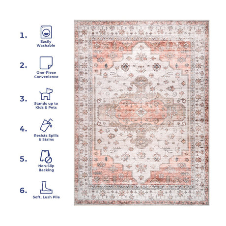 AreaRugs.com Machine Washable Wavaj Nwa1045A Beige Rug - AreaRugs.com - nwa1045a - 406